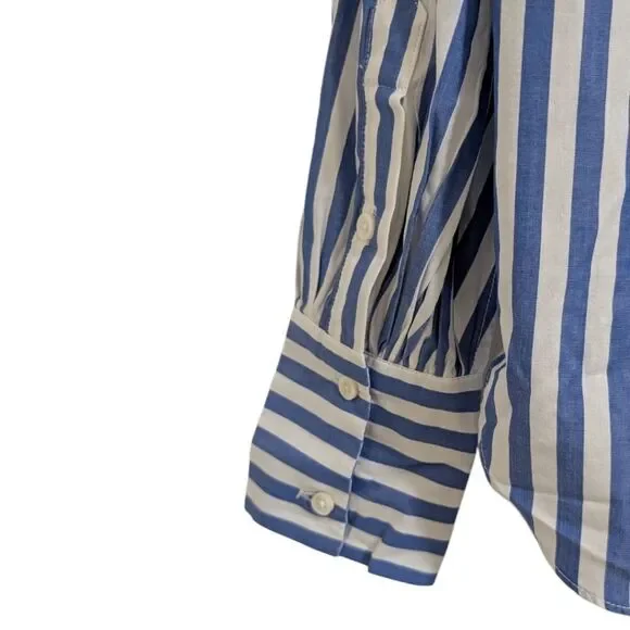Alex Mill James Shirt in Bold Stripe - Blue/White Button-Up - Womens Size XL NWT - Picture 6 of 10